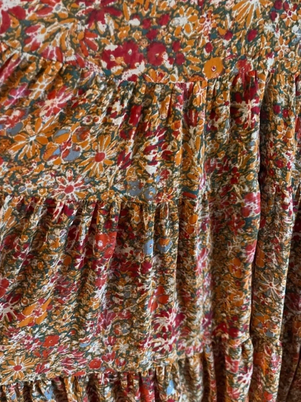 Free People Feeling Groovy Floral Tiered Boho Sheer Long Sleeve Maxi Dress XL - Picture 5 of 11